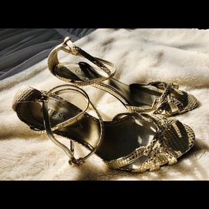 Guess Gold Strappy Stilettos